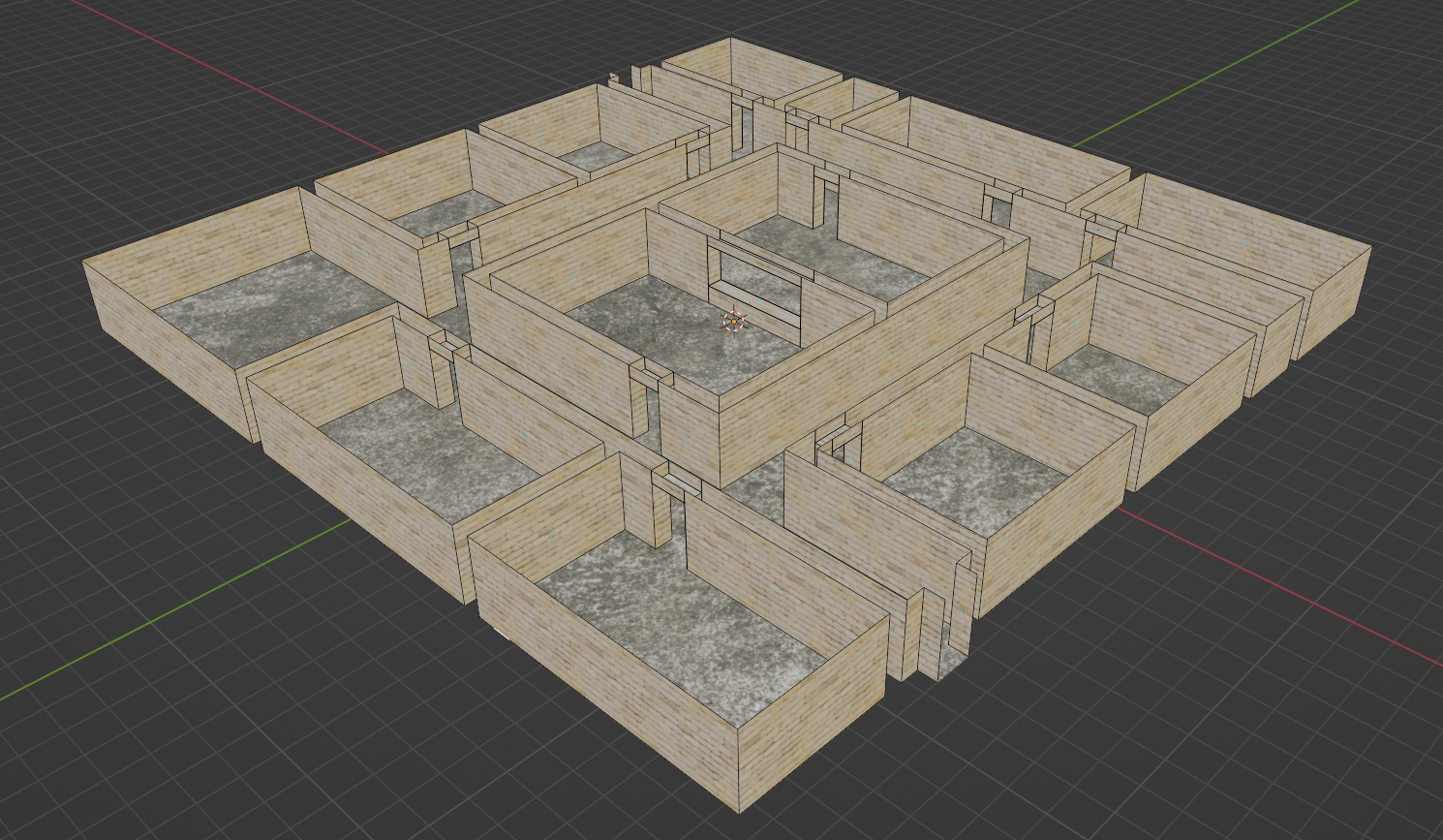 screenshot of textured game map in Blender