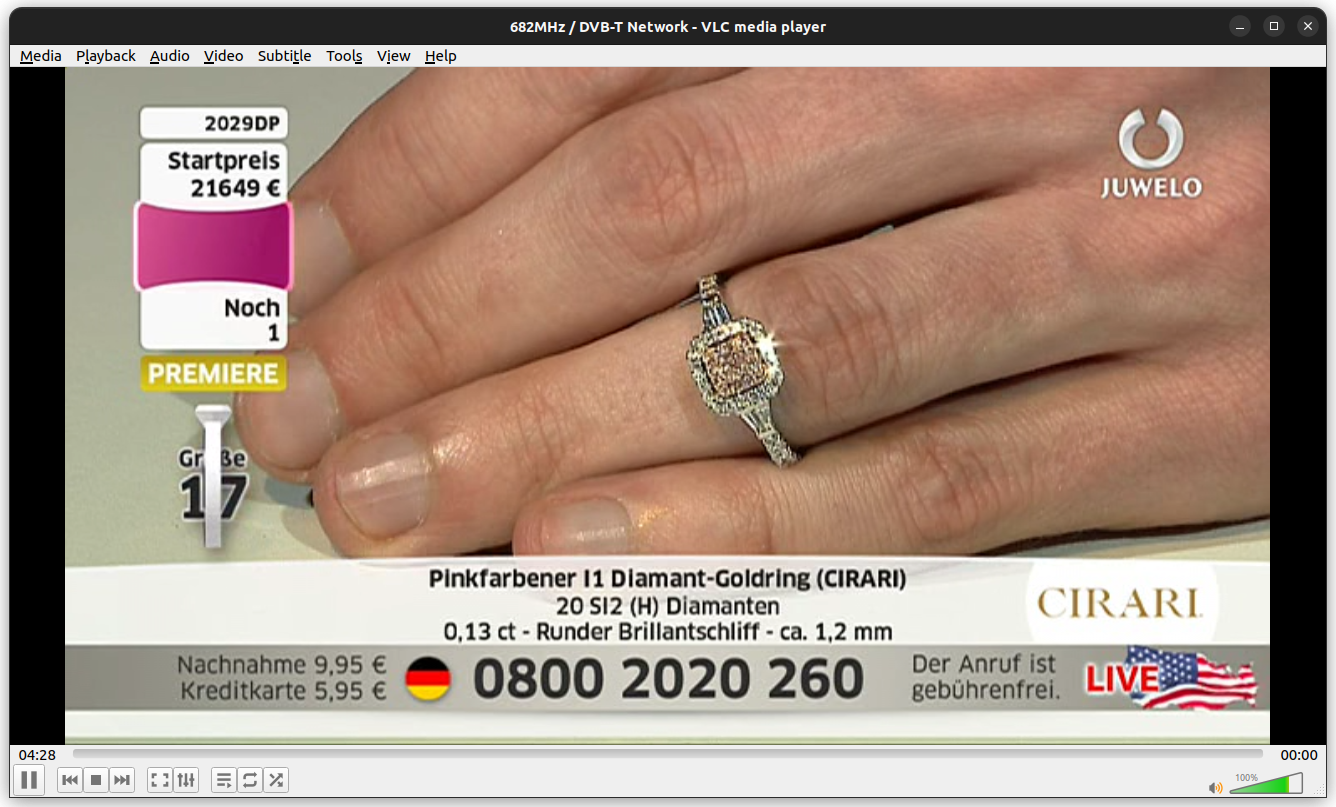 screenshot of VLC streamig jewelry marketing channel
