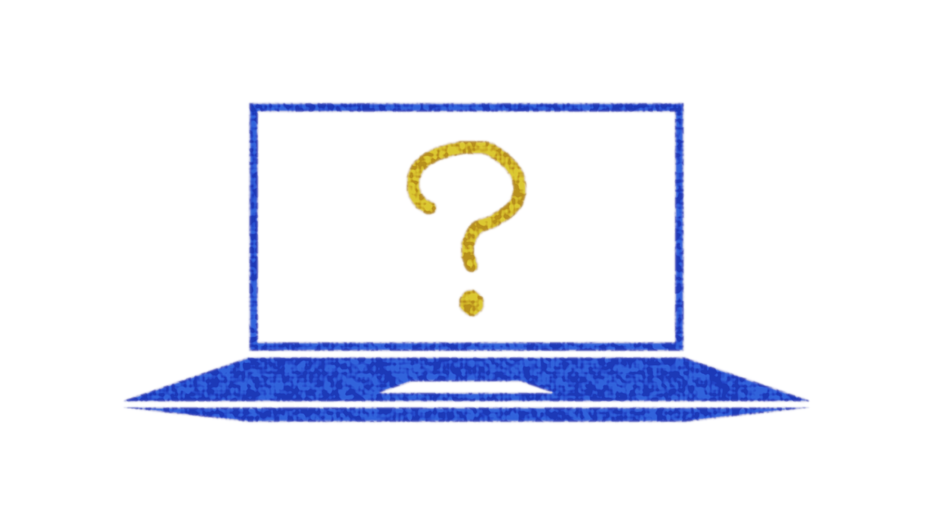 cartoon laptop with question mark on screen